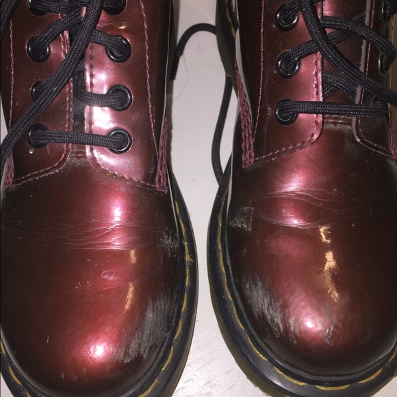 Burgundy/Maroon patent doc marten boots - Picture 3 of 5
